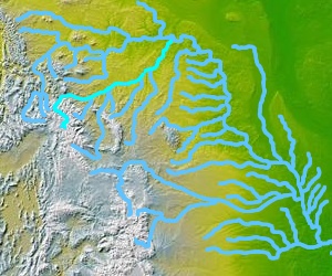 The Yellowstone River, shown highlighted
