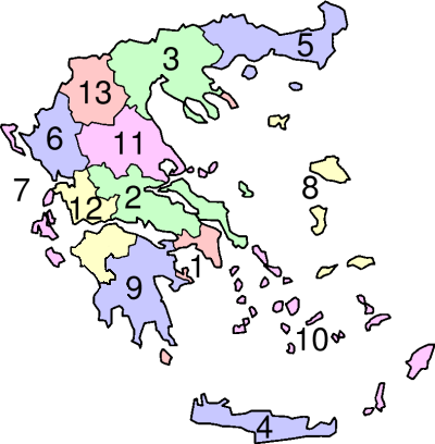 Map showing Peripheries of Greece