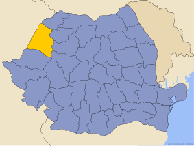 Administrative map of  with Bihor county highlighted