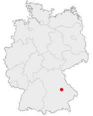 Map of Germany showing Regensburg