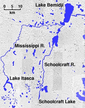 Lake Bemidji, near the headwaters of the Mississippi River