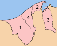 Map of Brunei showing districts