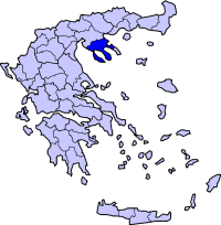 Map showing the Chalkidiki prefecture within Greece