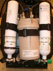 Back of an Inspiration Diving Rebreather, with its casing opened
