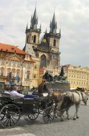 Tourists in a vis-a-vis, Prague