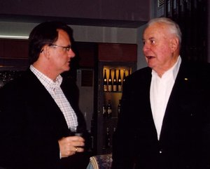 Gough Whitlam (right) at 88, with his protege, the former leader of the Australian Labor Party, , at an election fundraising event in Melbourne, September 2004