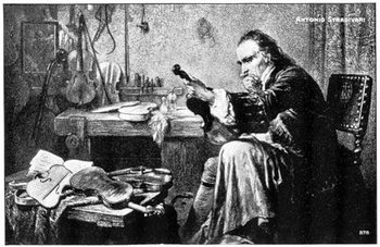 Antonio Stradivari examines an instrument
