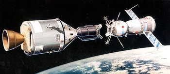 The    of the  and  space modules marks the traditional end of the Space Race.