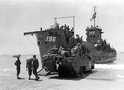 LCI(L) 196 and a DUKW during the Invasion of Sicily 1943 (World War II)