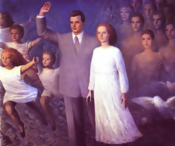 Propaganda painting of the Ceauşescus