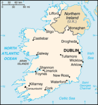 Political map of Ireland.