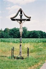A crucifix amidst the cornfields near  in rural , 