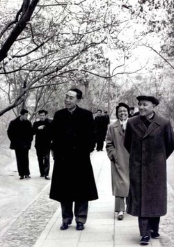Deng Xiaoping (right) with his mentor and comrade Zhou Enlai (left)