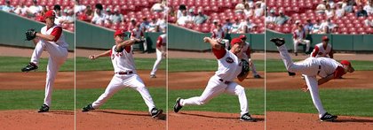 The typical motion of a pitcher