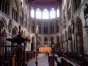Interior, the east end: Rahere's tomb to the left, Lady Chapel behind the altar