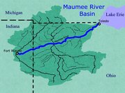 In the above illustration, the Maumee River is highlighted in blue.