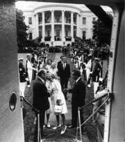 Nixon leaving the White House after his resignation, August 9, 1974