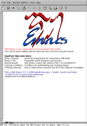 The GNU Emacs interface, running in a graphical environment.