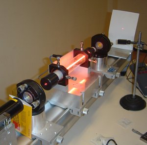 A HeNe laser demonstrated at the  at .