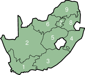 A map of the nine provinces of South Africa
