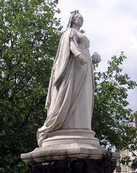 A statue of Victoria stands in the city centre of , England.