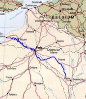 The route of the river Seine, in northern France