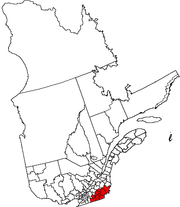 Map of Quebec showing Estrie