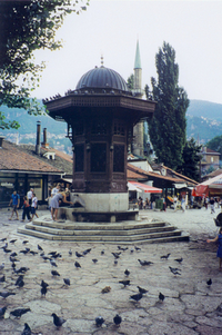 The famous Sarajevo fountain in the old town.