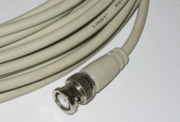 10BASE2 cable showing BNC Connector end.