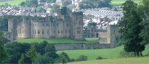 Alnwick Castle, from the east, across the pastures and the 