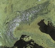 The European Alps from space in May 2002. Click on the picture for a large annotated version