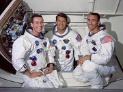 The Apollo 7 crew: Donn Eisle (l.), Wally Schirra (c.), and Walter Cunningham (r.)