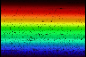 High resolution spectrum of the Sun showing thousands of elemental absorption lines ().