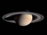  spacecraft: , ; Frontlit rings. Notice both the shadow of Saturn on the rings, and the shadow of the rings onto the planet.  The thick B ring is the brightest part of the ring system.