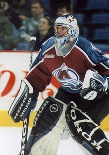 Patrick Roy playing for the Colorado Avalanche in 1999