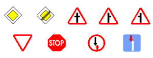 Some European-style priority traffic signs