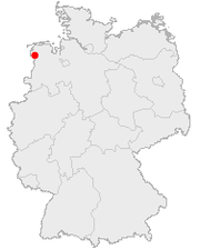 Map of Germany showing the location of Emden