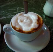 A typical cappuccino with foam.