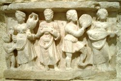  Wine-drinking and music, , 1st-2nd century CE.