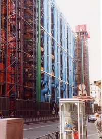 The Pompidou Centre's famous external skeleton of service pipes.