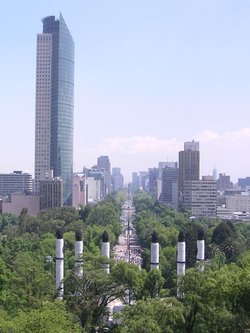 Looking along Reforma from Chapultepec Castle