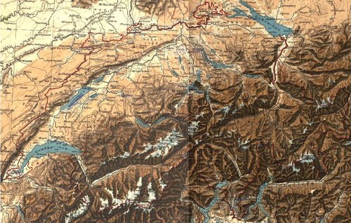 Geographic map of Switzerland (very old, )