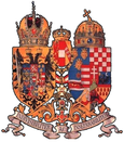 Coat of arms of  from 1915, featuring the traditional Croatian shield, as well as the traditional shields of Dalmatia and Slavonia