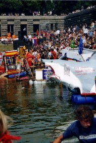 Bathtub racing on a pond in , Germany in 2003