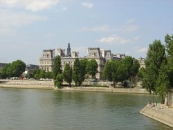 The Paris City hall behind the river Seine
