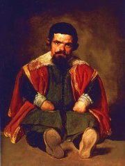 The Dwarf Don Sebastin de Morra, by . In his portraits of the dwarfs of Spain's royal court, the artist preferred a serious tone that emphasized their human dignity.