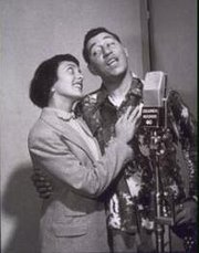 Louis Prima and Keely Smith singing for the radio in the 1950s
