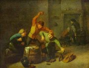 "Peasants Brawling over Cards" by Adriaen Brouwer