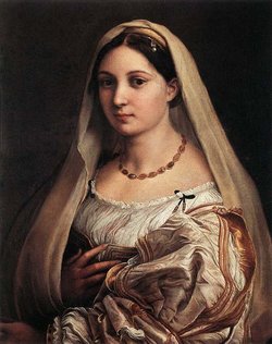"Woman with a veil (La Donna Velata)", Painted 1516