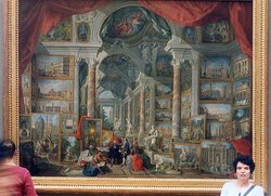 A painting in the Louvre:  by  (). Three metres (ten feet) long, this is a painting of other paintings